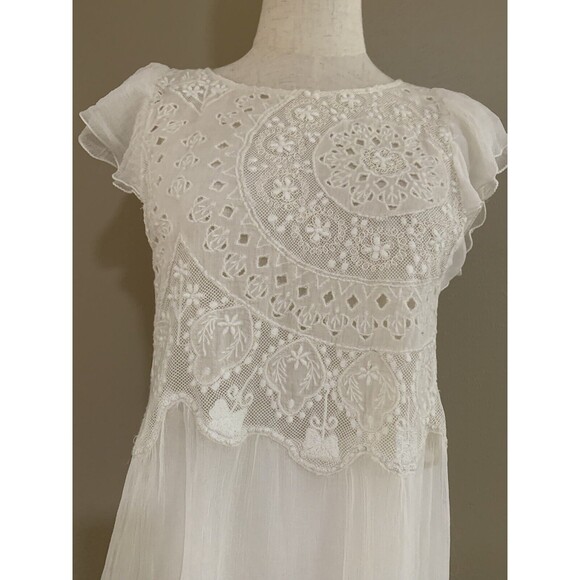 Zadig & Voltaire Women’s Dress Rhuya Deluxe Cream Lace Chiffon Crochet Small - Picture 4 of 10